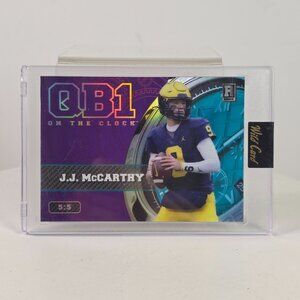 J.J. McCarthy Wild Card 2023 QB1 On The Clock 5/5 Rookie Football Card In Protec